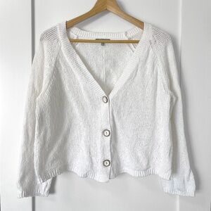 Cotton Button Up Cardigan in White by Habitat